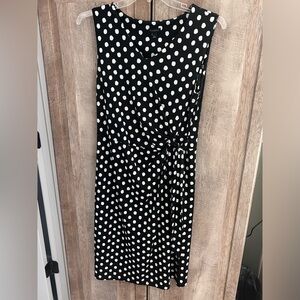 Talbots large black white polka dot stretch sarong style sleeveless dress